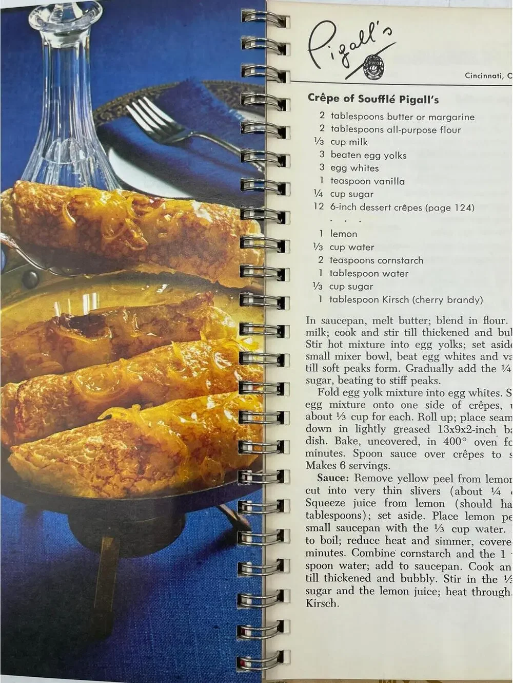 Vintage 1978 Cookbook: 100 Restaurant Recipes, Spiral Bound